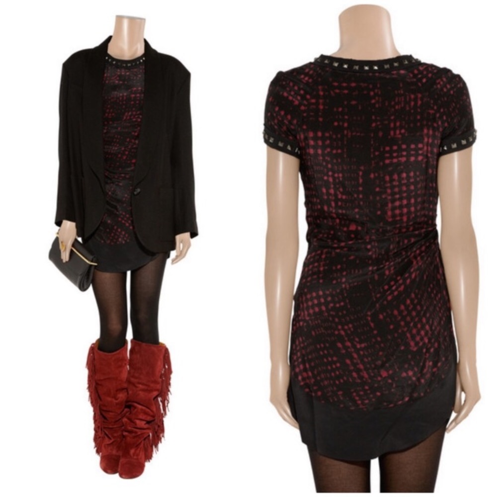 Isabel Marant Etoile Trash Rouge Silk Dress Sz. 1 - Picture 7 of 16